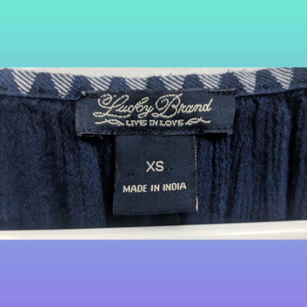 Lucky Brand Boho Crop Top Blue Size XS - Picture 4 of 4